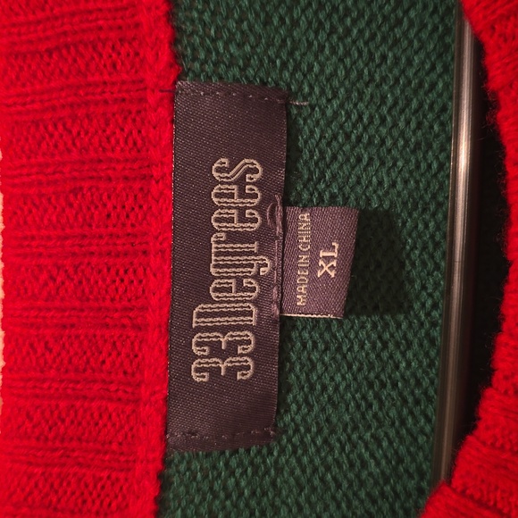 33 Degrees Christmas Holiday Green and Red Pug Dog Sweater - Picture 5 of 6